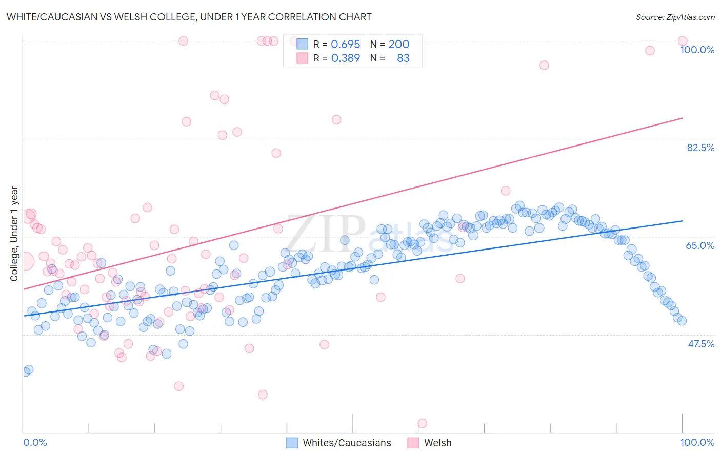 White/Caucasian vs Welsh College, Under 1 year
