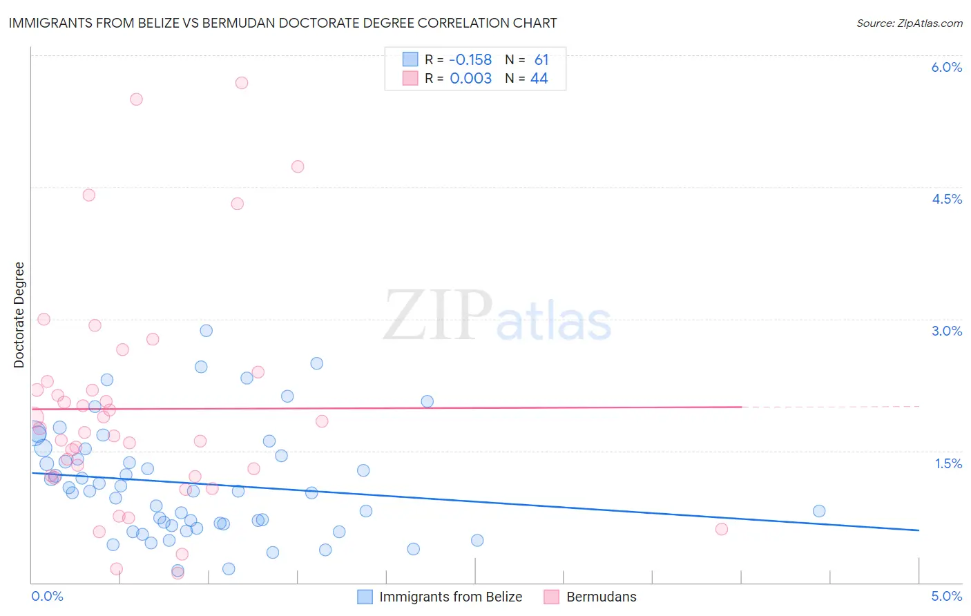 Immigrants from Belize vs Bermudan Doctorate Degree