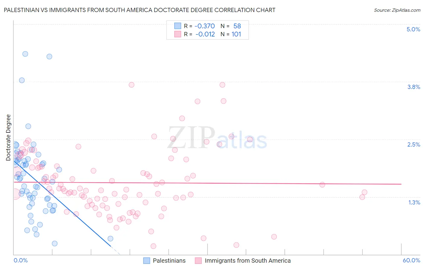 Palestinian vs Immigrants from South America Doctorate Degree
