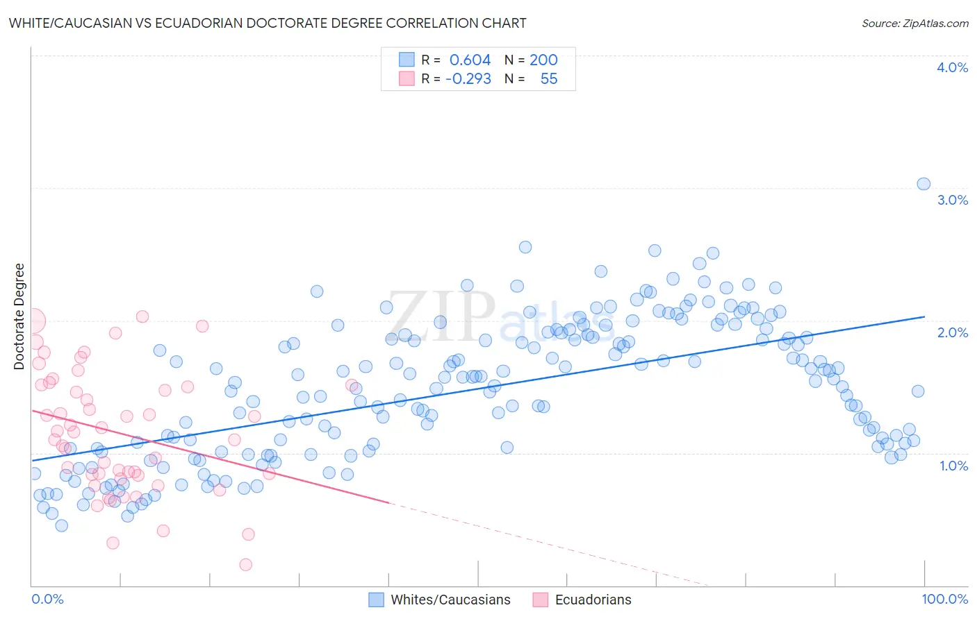 White/Caucasian vs Ecuadorian Doctorate Degree