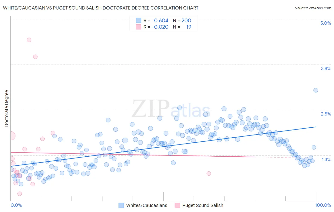White/Caucasian vs Puget Sound Salish Doctorate Degree