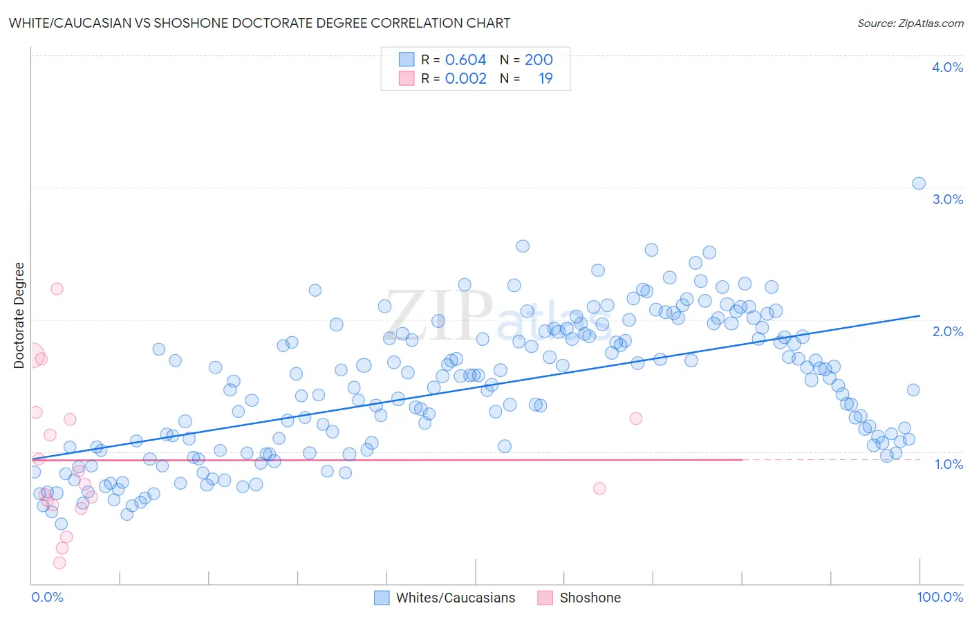 White/Caucasian vs Shoshone Doctorate Degree