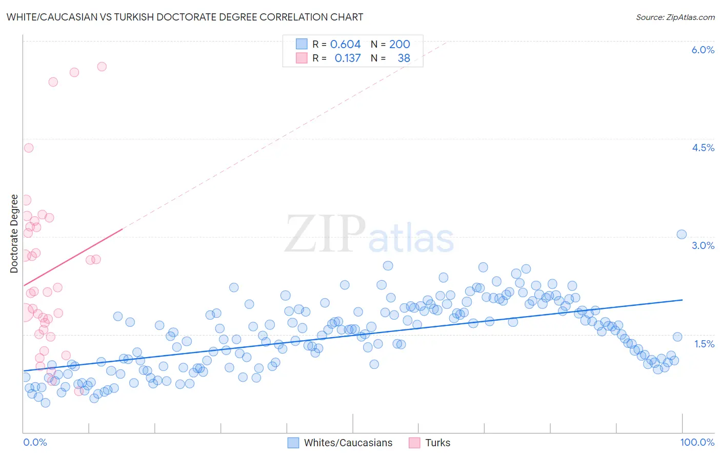White/Caucasian vs Turkish Doctorate Degree