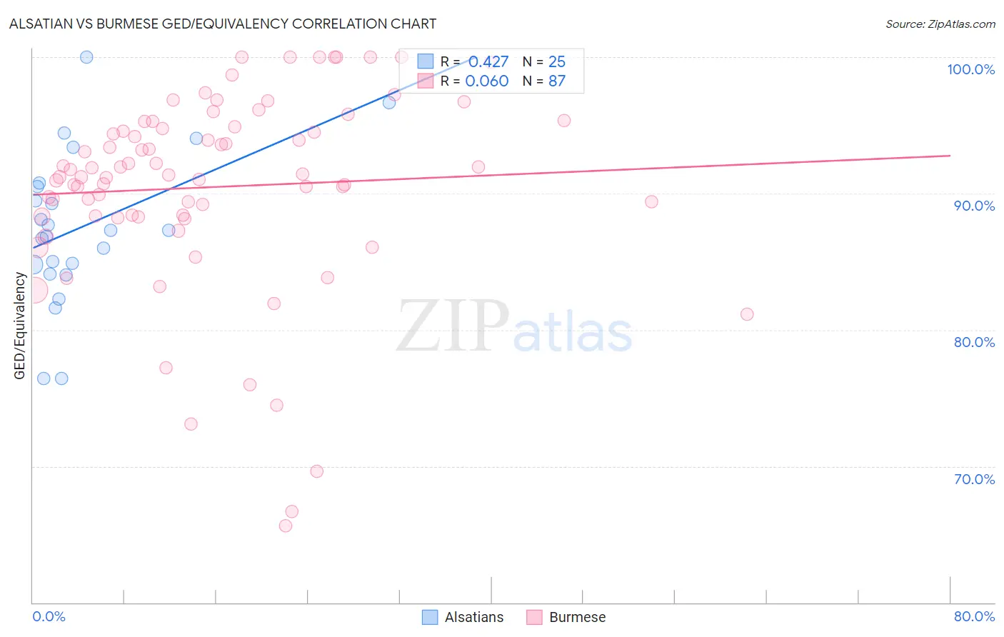 Alsatian vs Burmese GED/Equivalency