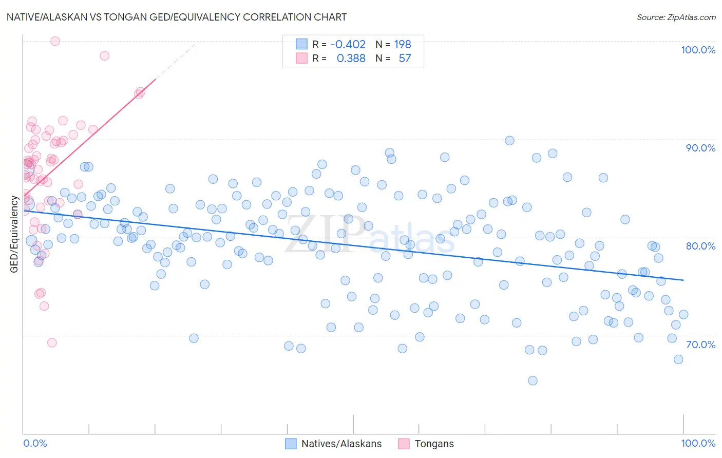 Native/Alaskan vs Tongan GED/Equivalency