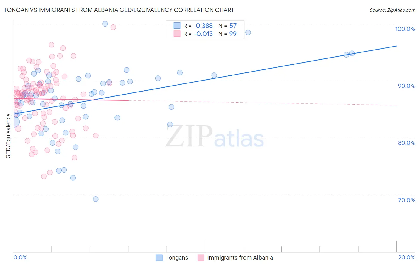 Tongan vs Immigrants from Albania GED/Equivalency