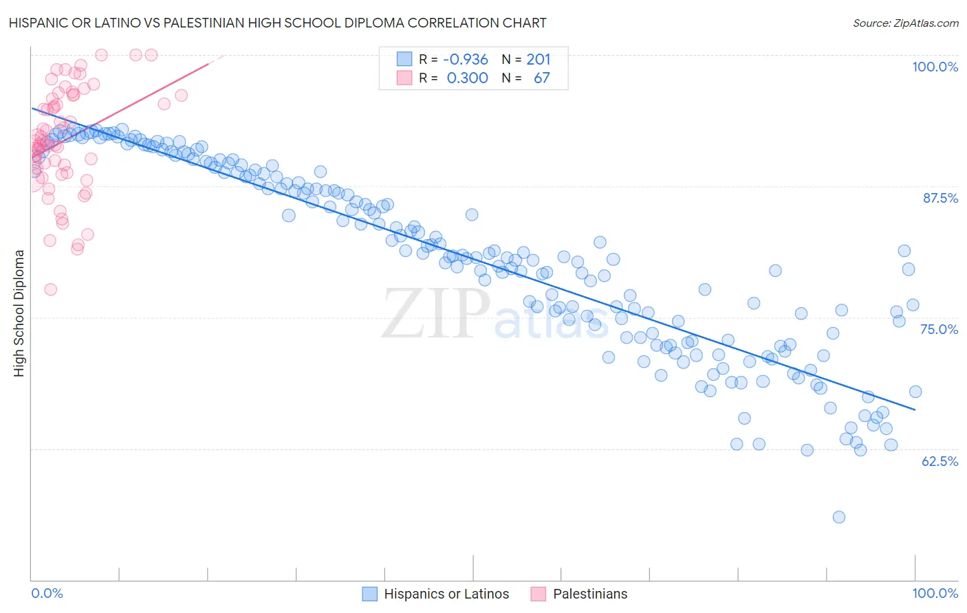 Hispanic or Latino vs Palestinian High School Diploma