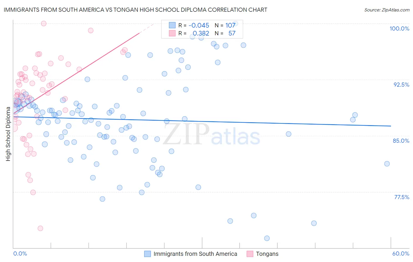 Immigrants from South America vs Tongan High School Diploma