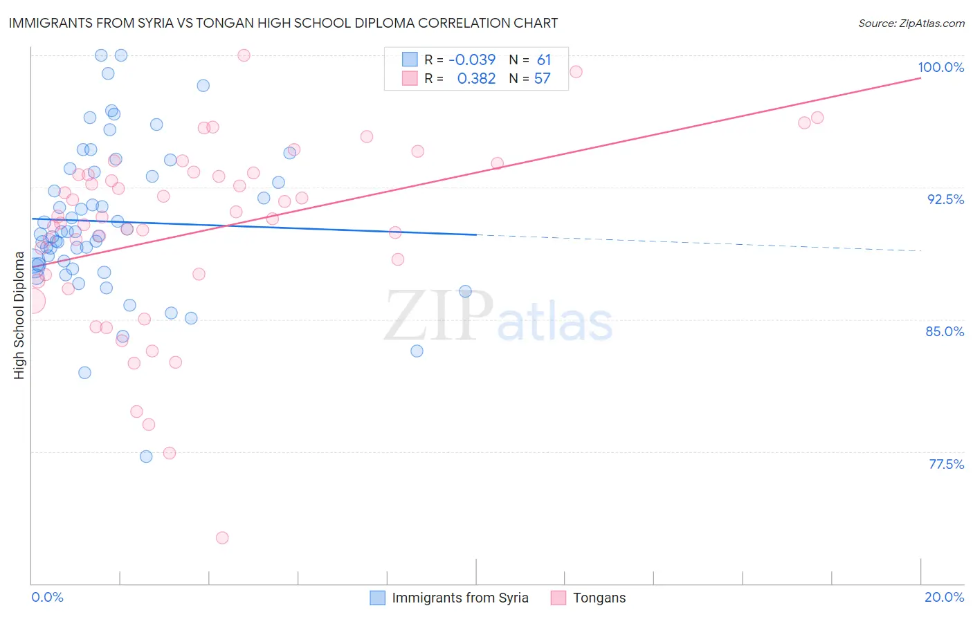 Immigrants from Syria vs Tongan High School Diploma