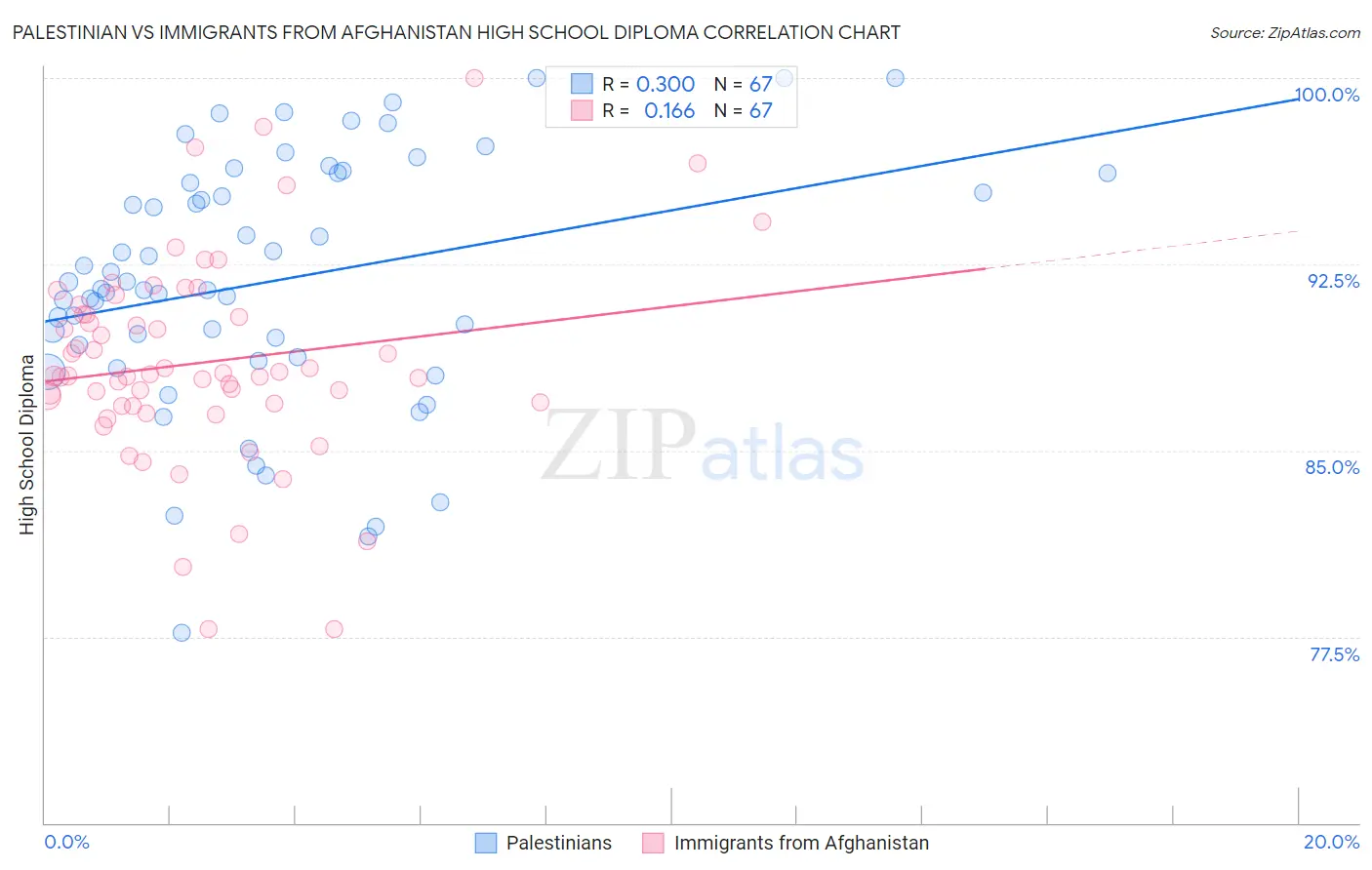 Palestinian vs Immigrants from Afghanistan High School Diploma
