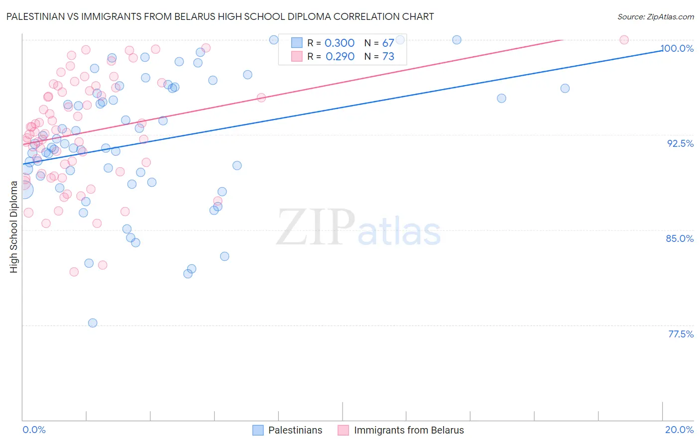 Palestinian vs Immigrants from Belarus High School Diploma