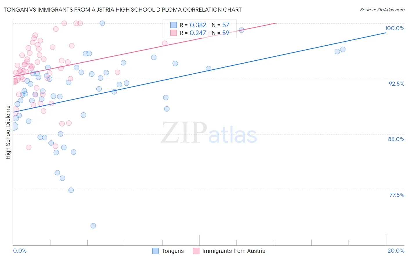 Tongan vs Immigrants from Austria High School Diploma