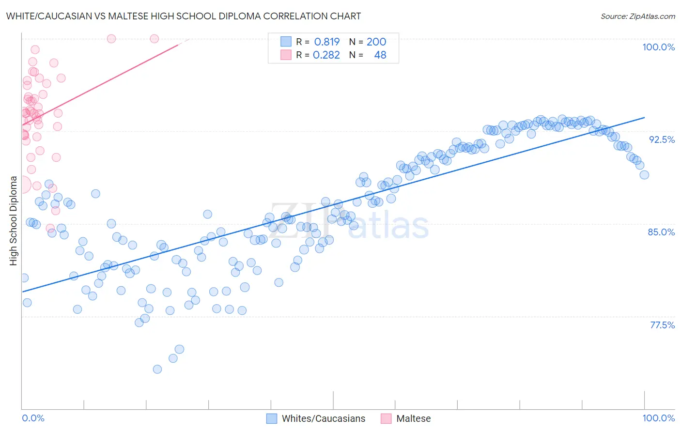 White/Caucasian vs Maltese High School Diploma