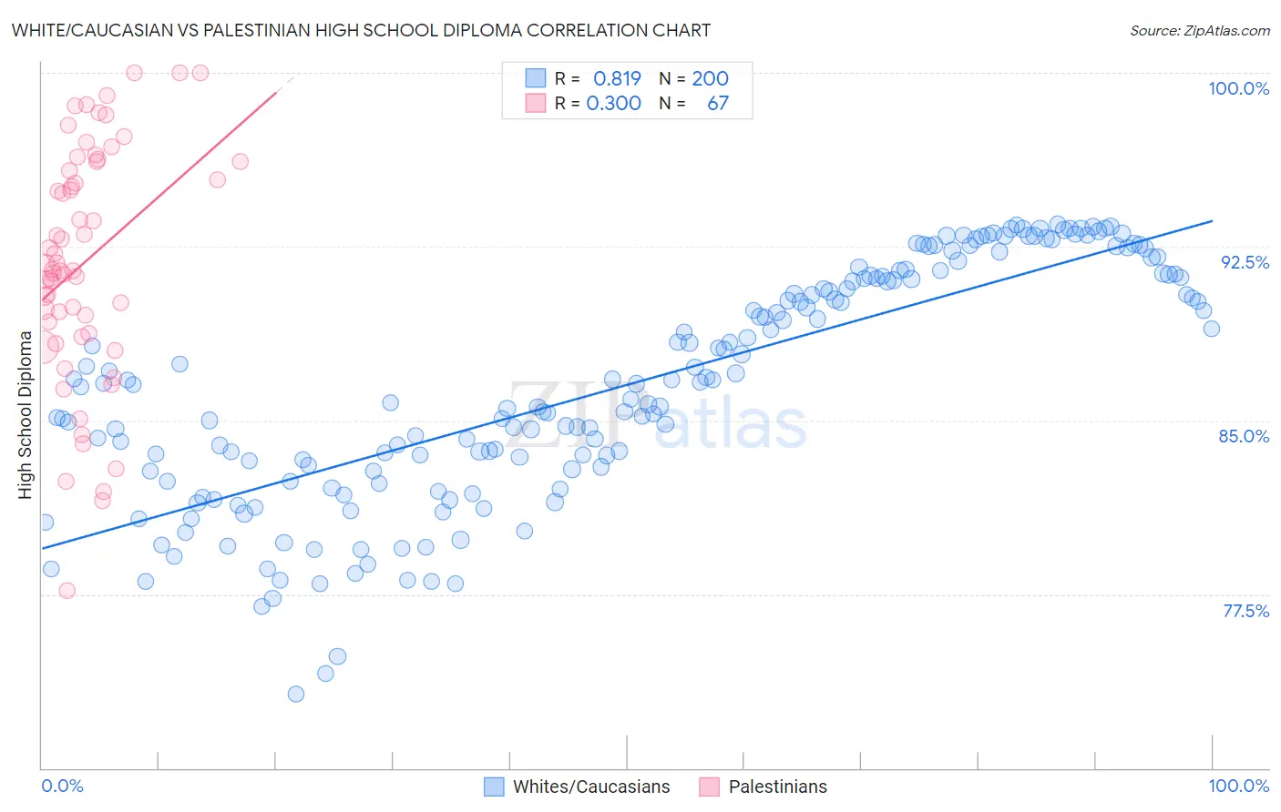 White/Caucasian vs Palestinian High School Diploma