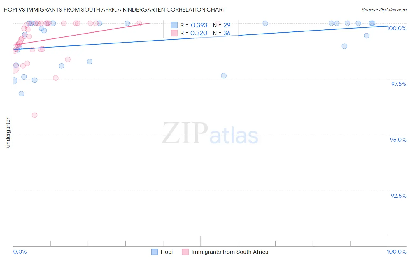 Hopi vs Immigrants from South Africa Kindergarten