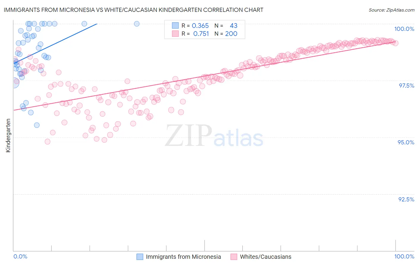 Immigrants from Micronesia vs White/Caucasian Kindergarten