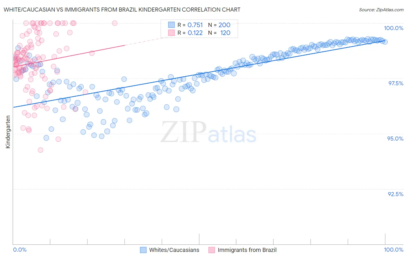 White/Caucasian vs Immigrants from Brazil Kindergarten