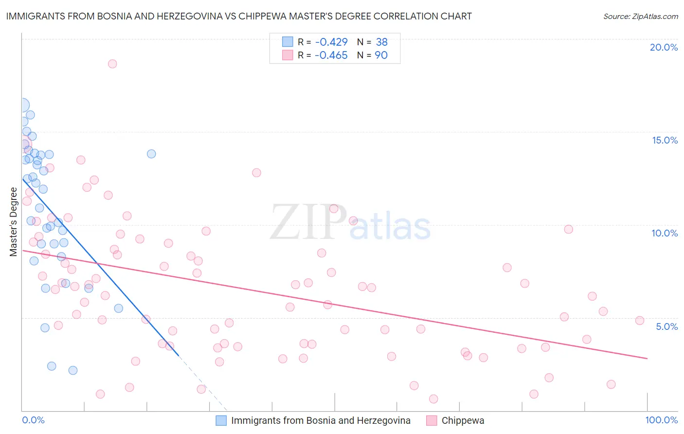 Immigrants from Bosnia and Herzegovina vs Chippewa Master's Degree