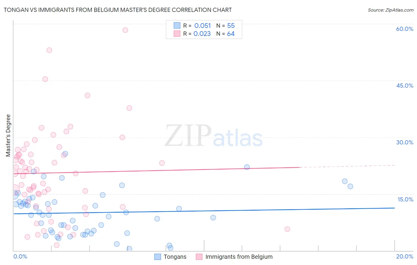 Tongan vs Immigrants from Belgium Master's Degree
