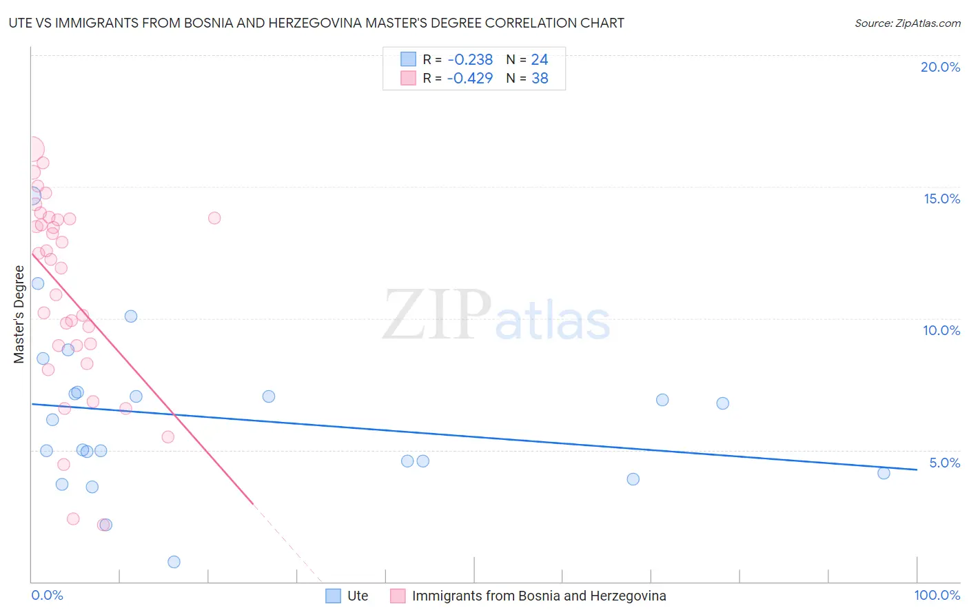Ute vs Immigrants from Bosnia and Herzegovina Master's Degree