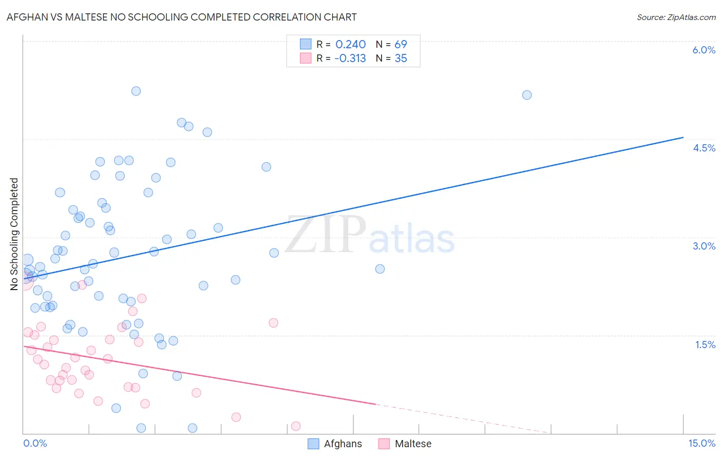 Afghan vs Maltese No Schooling Completed