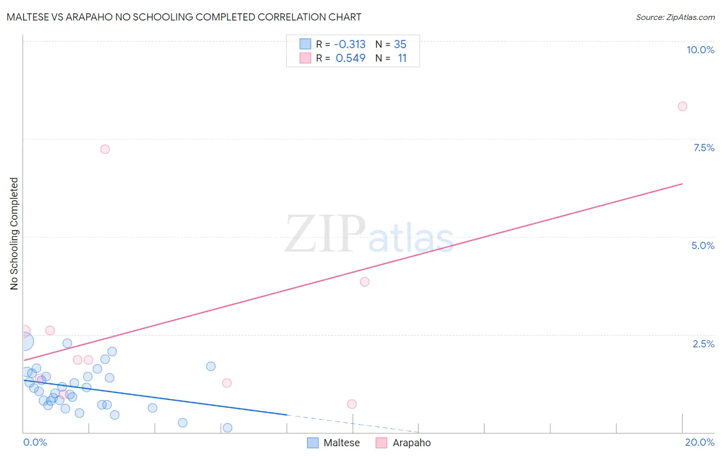 Maltese vs Arapaho No Schooling Completed