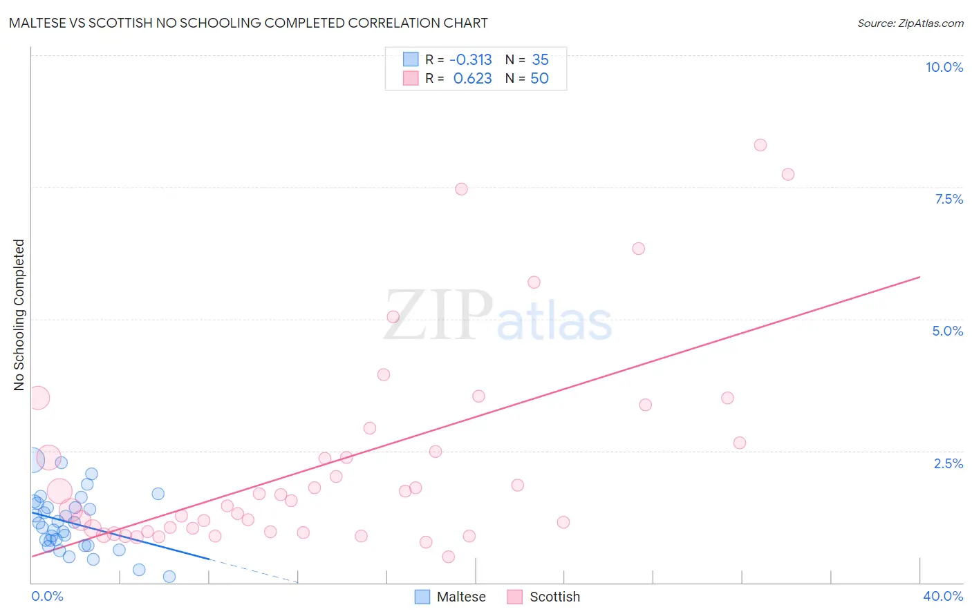 Maltese vs Scottish No Schooling Completed