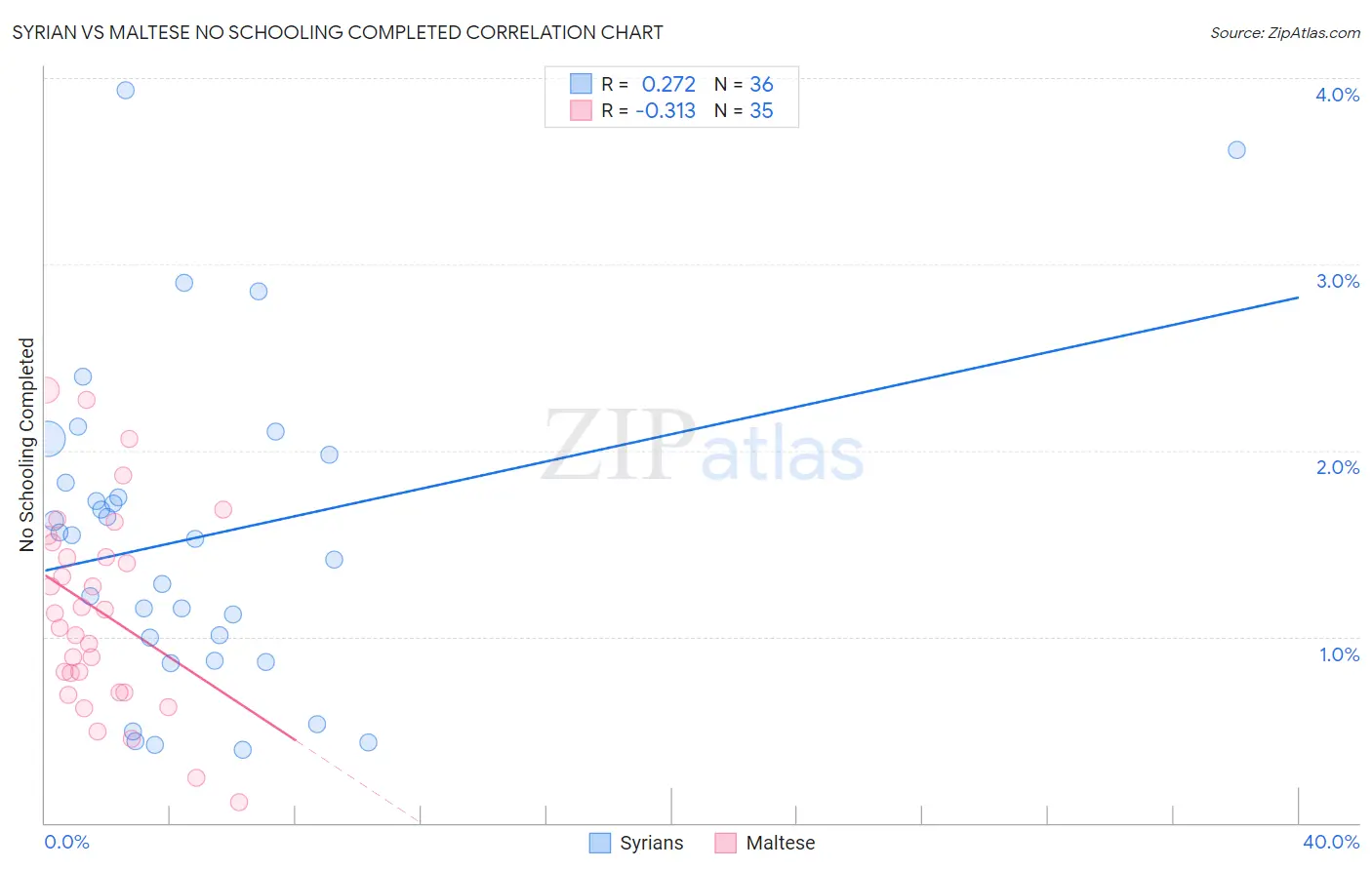 Syrian vs Maltese No Schooling Completed