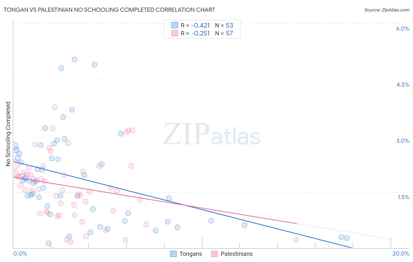 Tongan vs Palestinian No Schooling Completed