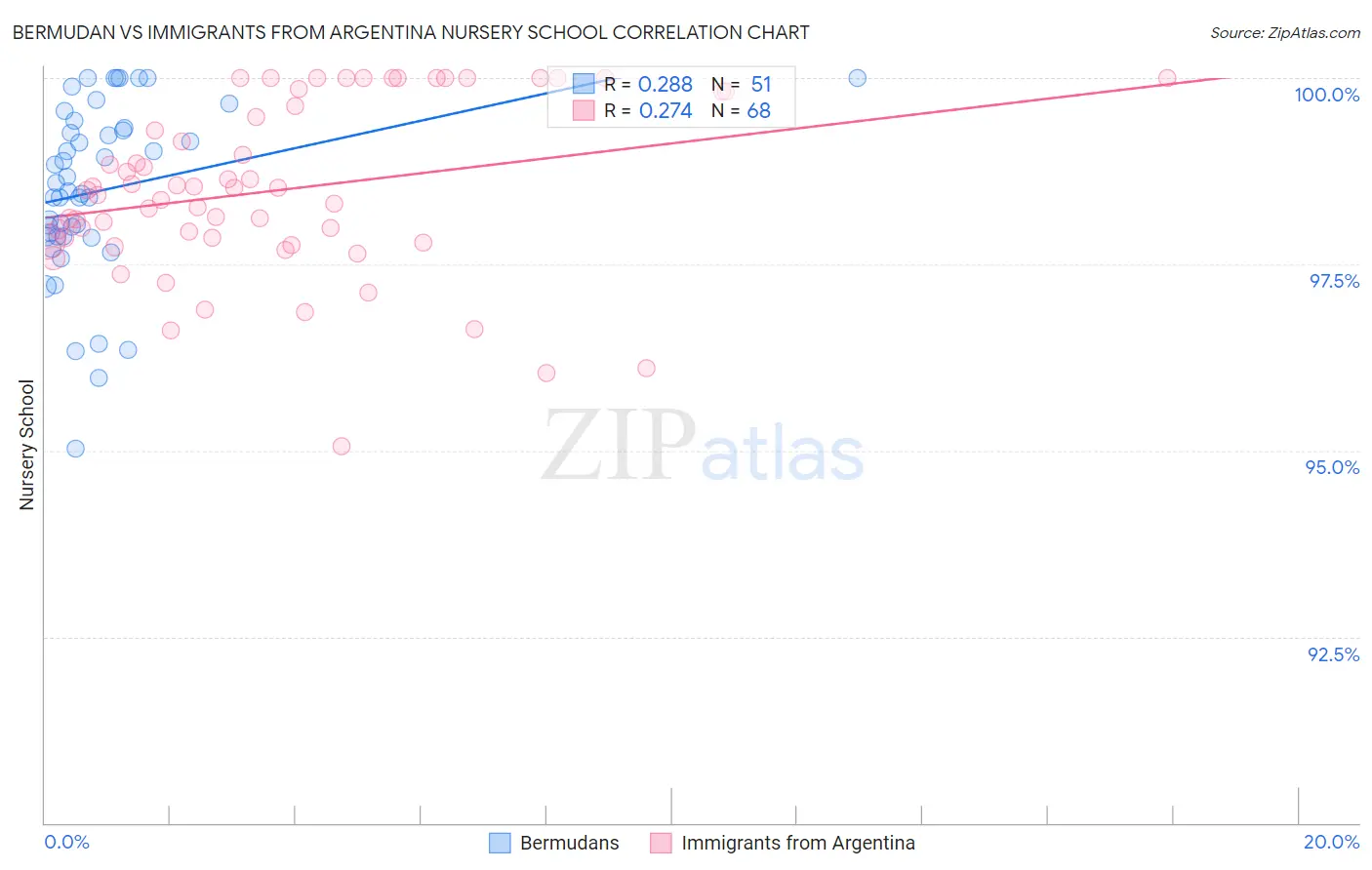 Bermudan vs Immigrants from Argentina Nursery School