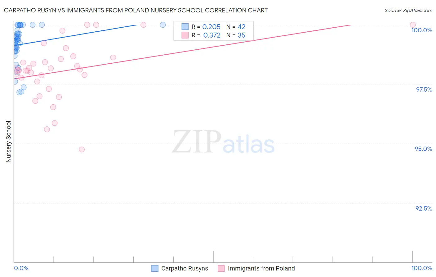 Carpatho Rusyn vs Immigrants from Poland Nursery School
