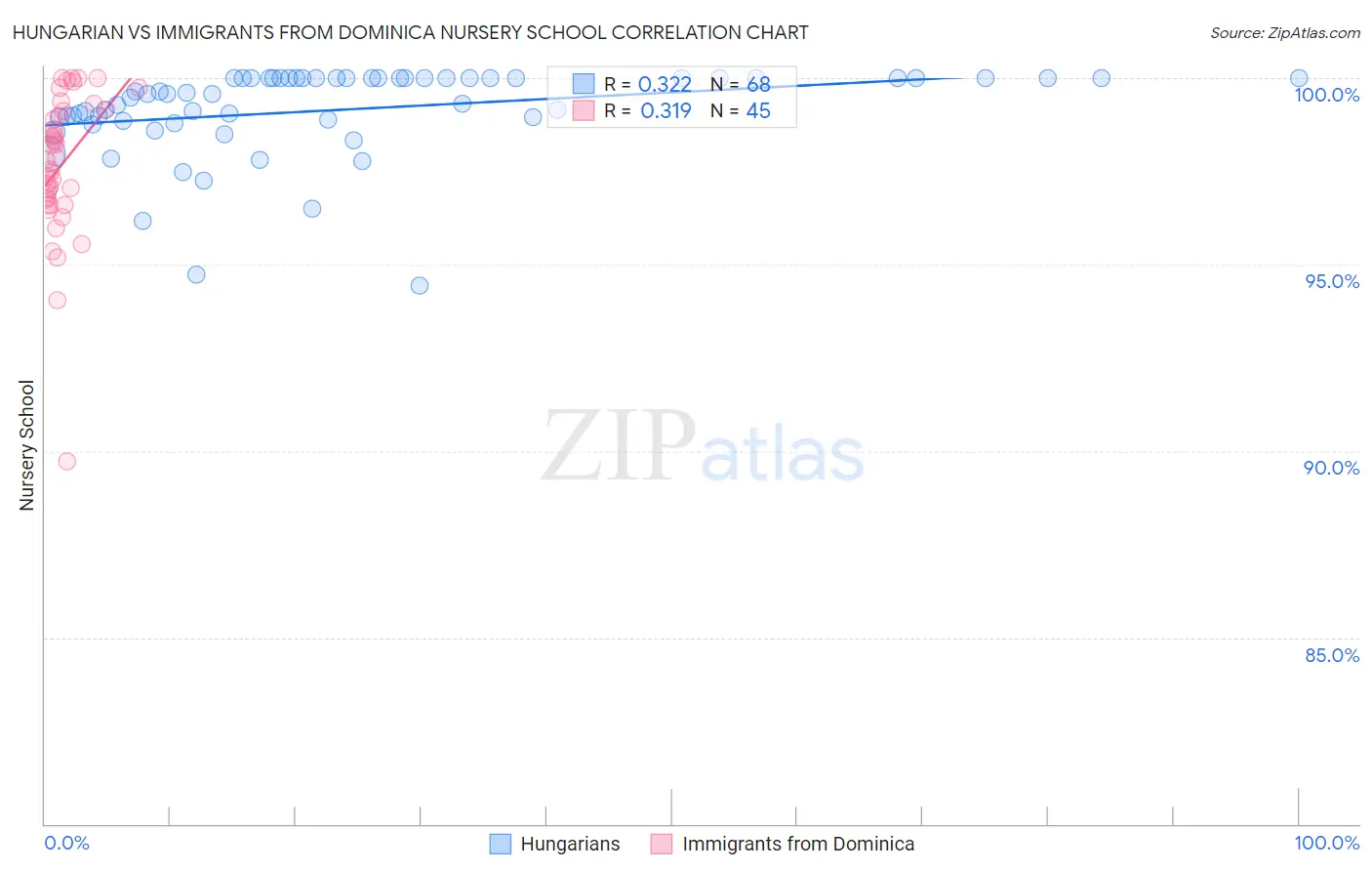 Hungarian vs Immigrants from Dominica Nursery School