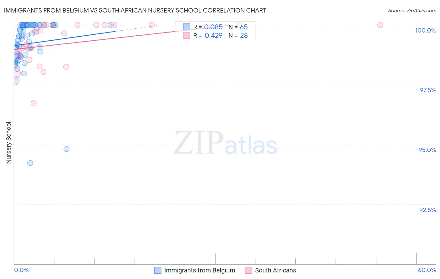 Immigrants from Belgium vs South African Nursery School