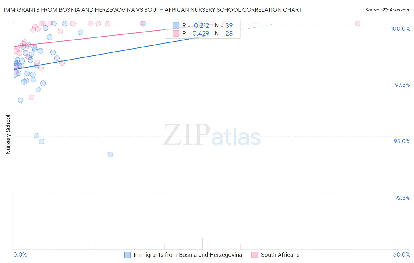 Immigrants from Bosnia and Herzegovina vs South African Nursery School