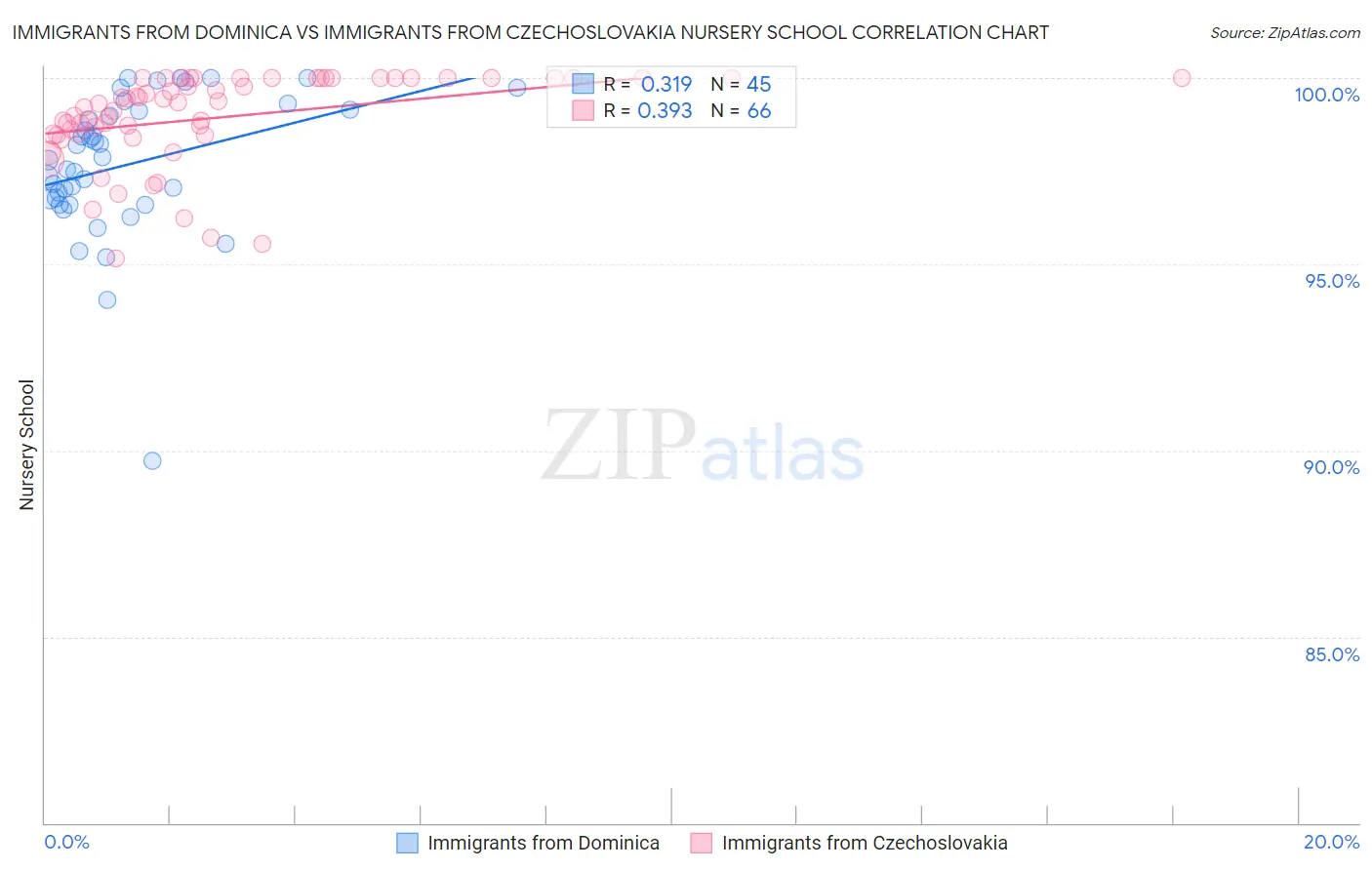 Immigrants from Dominica vs Immigrants from Czechoslovakia Nursery School