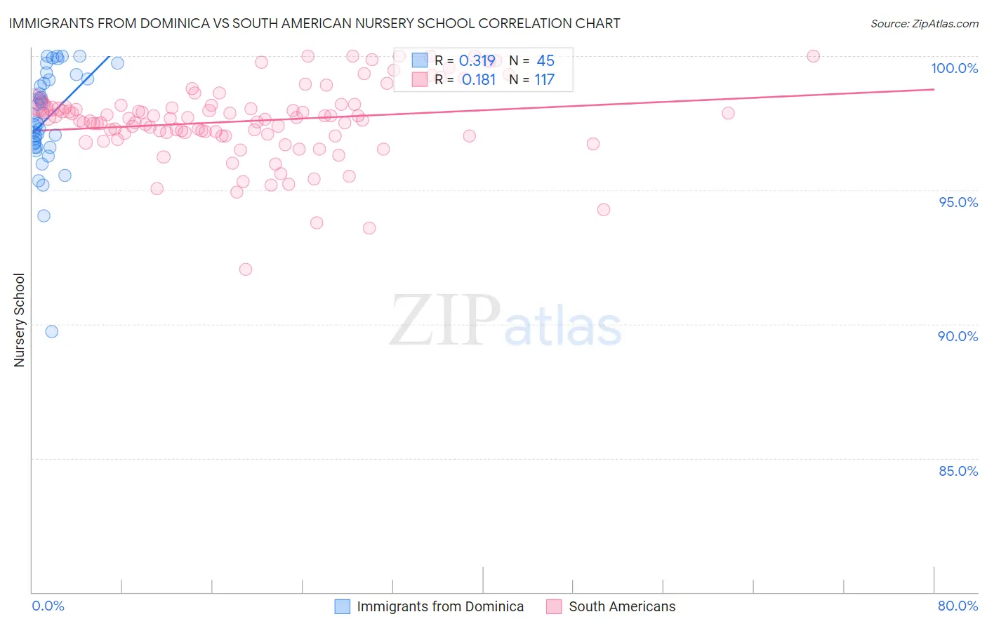 Immigrants from Dominica vs South American Nursery School