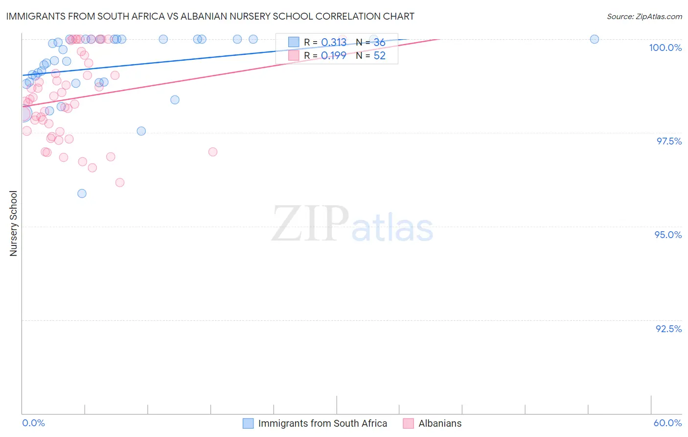 Immigrants from South Africa vs Albanian Nursery School