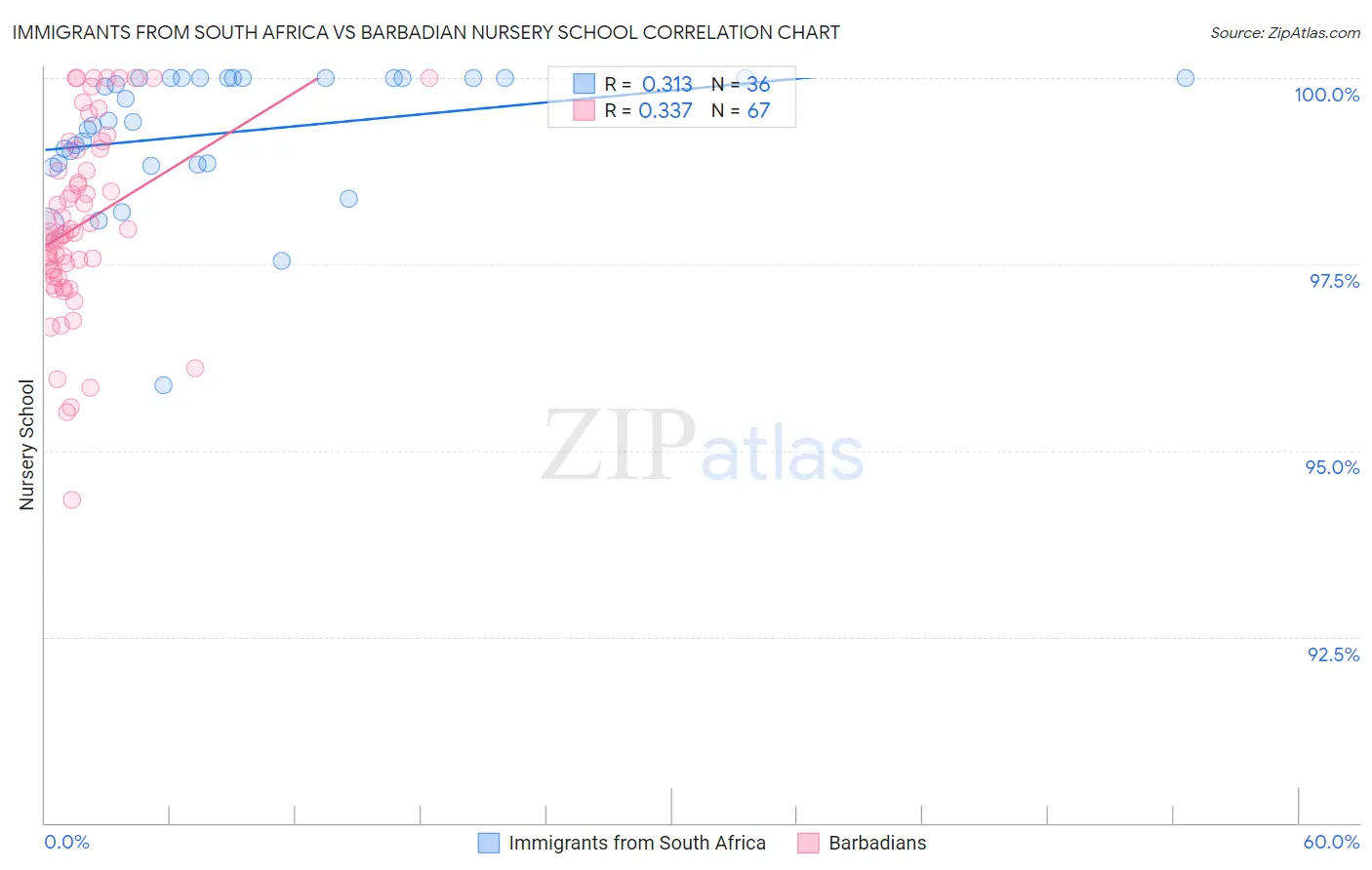 Immigrants from South Africa vs Barbadian Nursery School