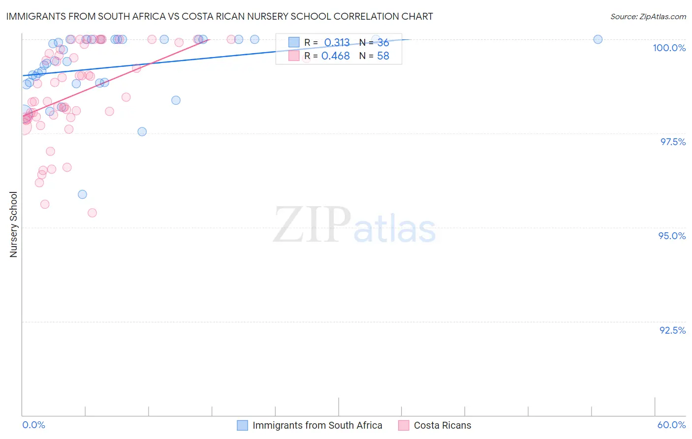 Immigrants from South Africa vs Costa Rican Nursery School