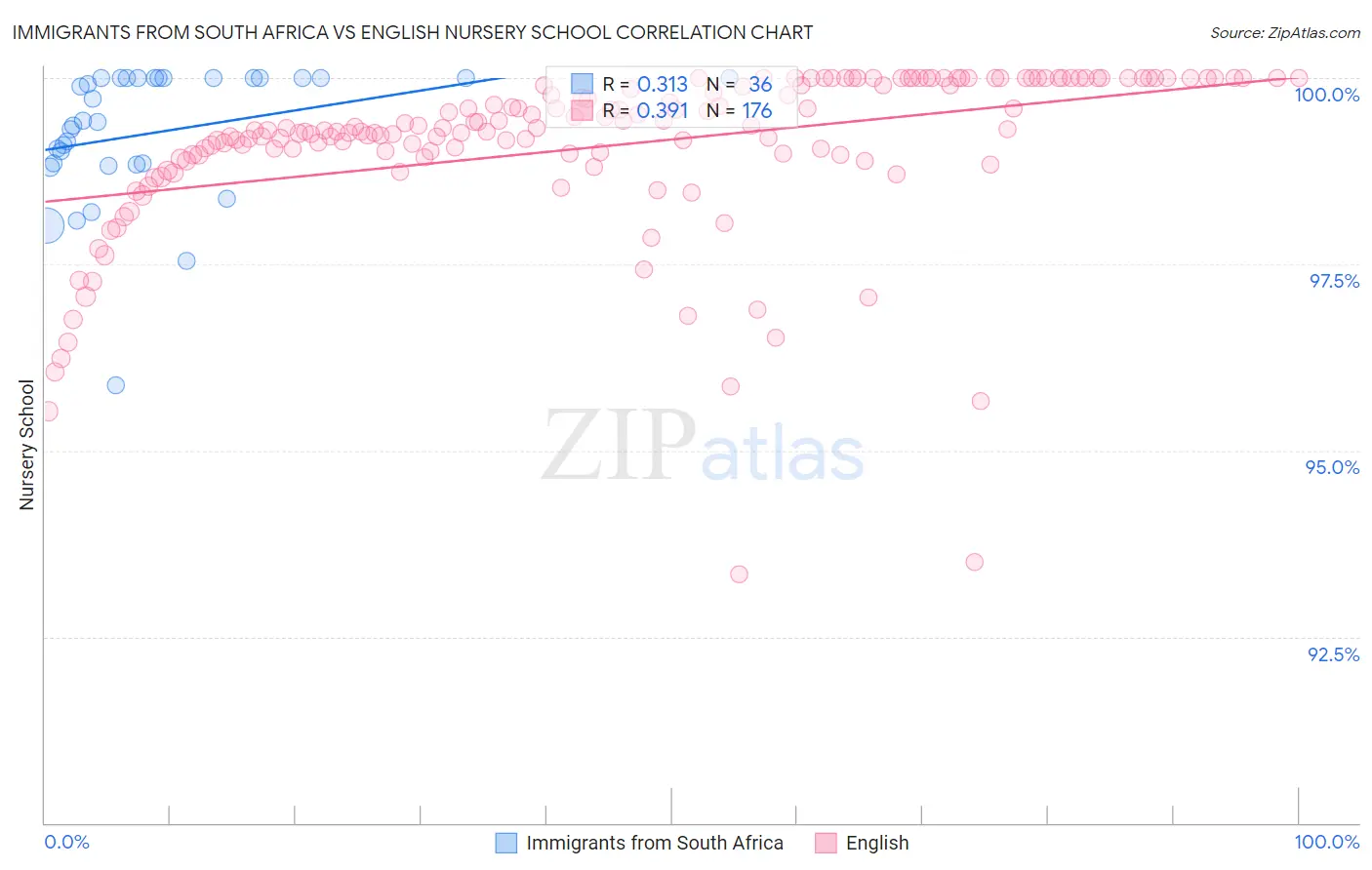 Immigrants from South Africa vs English Nursery School