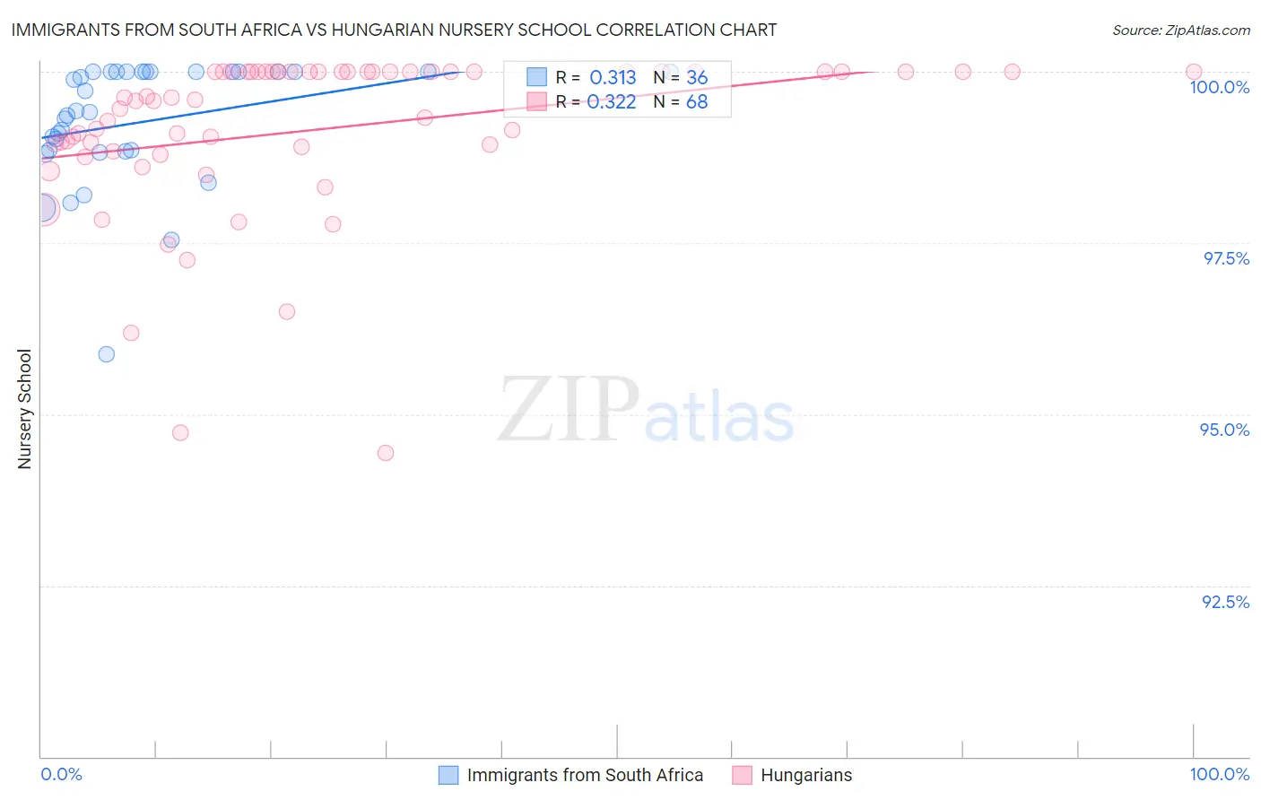 Immigrants from South Africa vs Hungarian Nursery School