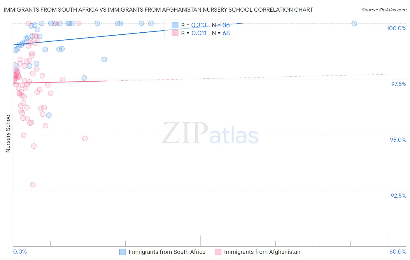 Immigrants from South Africa vs Immigrants from Afghanistan Nursery School