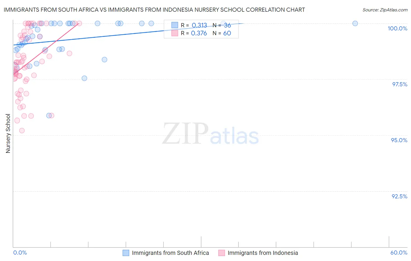 Immigrants from South Africa vs Immigrants from Indonesia Nursery School