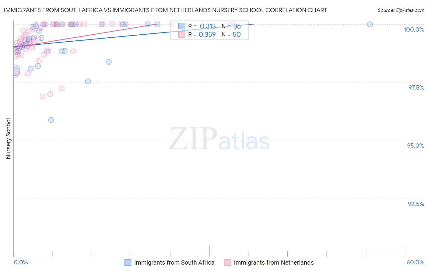 Immigrants from South Africa vs Immigrants from Netherlands Nursery School