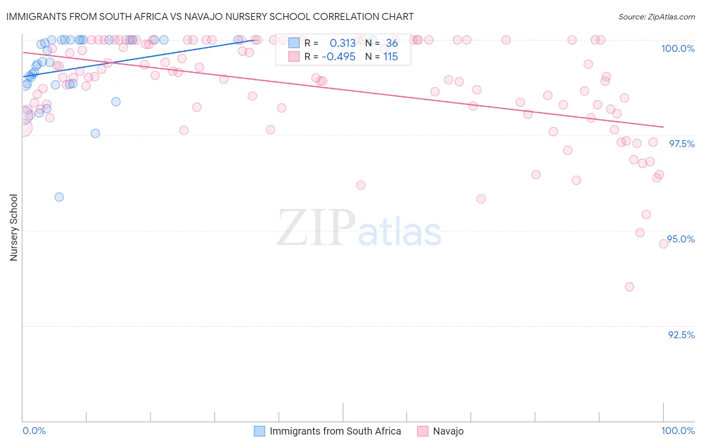 Immigrants from South Africa vs Navajo Nursery School