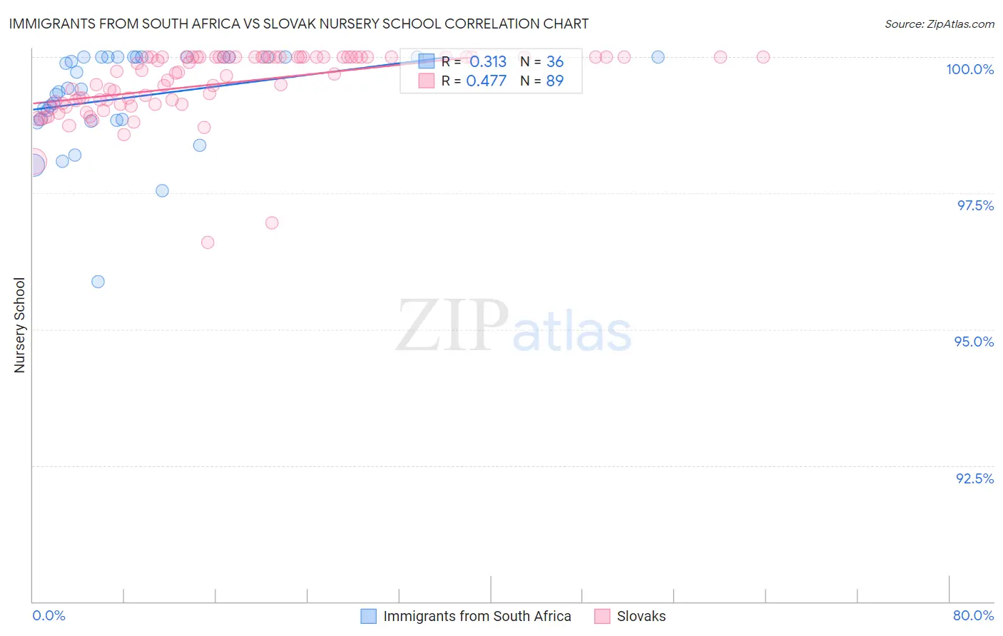 Immigrants from South Africa vs Slovak Nursery School