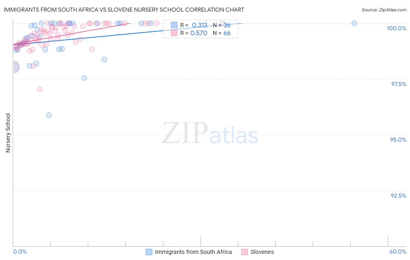Immigrants from South Africa vs Slovene Nursery School