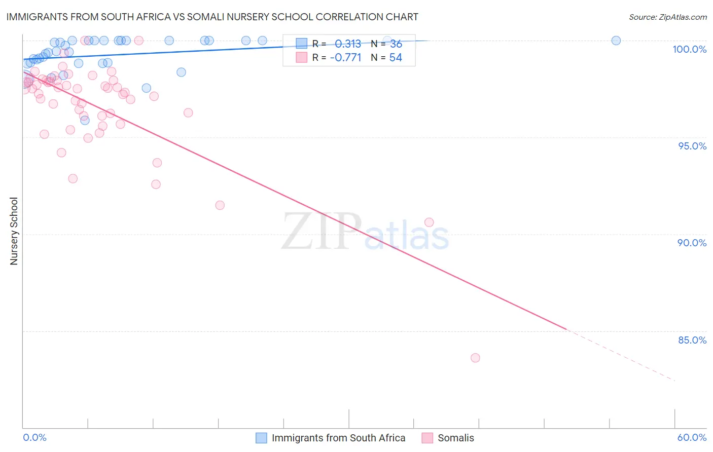 Immigrants from South Africa vs Somali Nursery School