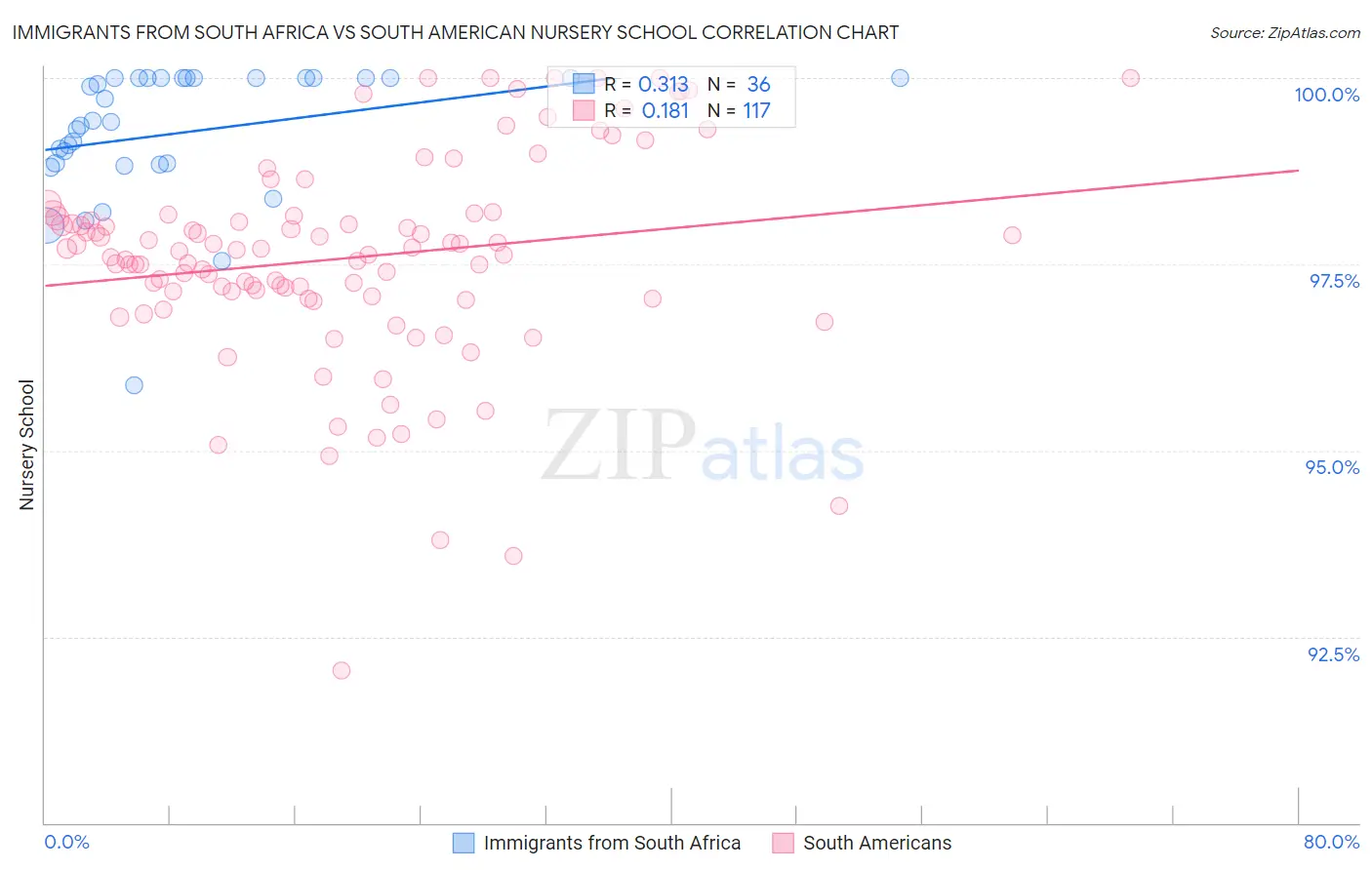 Immigrants from South Africa vs South American Nursery School