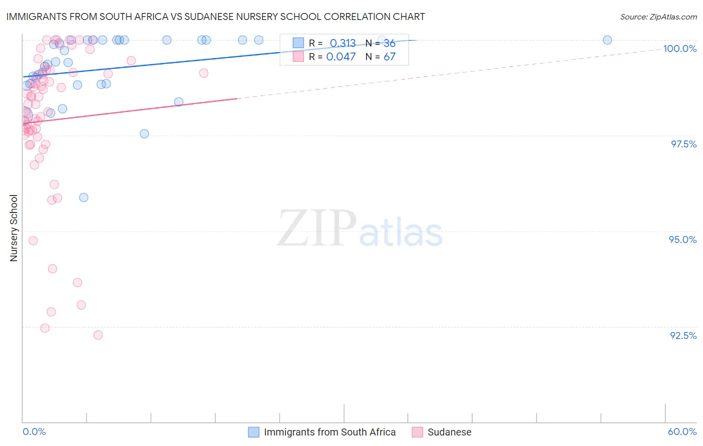 Immigrants from South Africa vs Sudanese Nursery School
